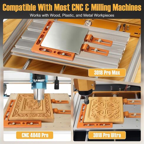 CNC Positioning Side Clamps Kit, Aluminum Alloy Vise, Adjustable Clamp for 3018 4040 CNC Router, T-Slot, Perforated & T-Track Table, Milling, Engraving, Woodworking, Metalworking, Acrylic & DIY in Kuwait