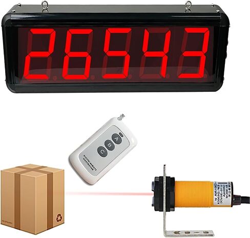 Digital Counter, Production Line Counter with Infrared Through-Beam Probe, Counting Up to 99999, Sensor Distance 5M, Power-Off Memory Function, Suitable for Factories and Workshops in Kuwait