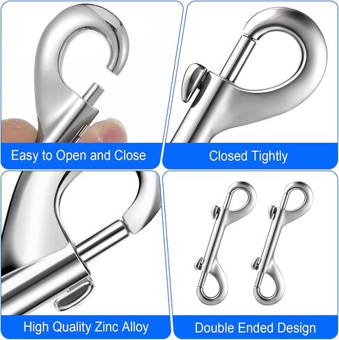 15PCS 4.7" Double Ended Bolt Snap Hooks, Extra Large Heavy Duty Zinc Alloy Snaps, Trigger Chain Metal Clips Key Holder 220LB Load Capacity for Cats Dog Leash Horse Tack Feed Bucket Hammocks in Kuwait