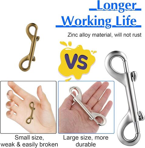 15PCS 4.7" Double Ended Bolt Snap Hooks, Extra Large Heavy Duty Zinc Alloy Snaps, Trigger Chain Metal Clips Key Holder 220LB Load Capacity for Cats Dog Leash Horse Tack Feed Bucket Hammocks in Kuwait