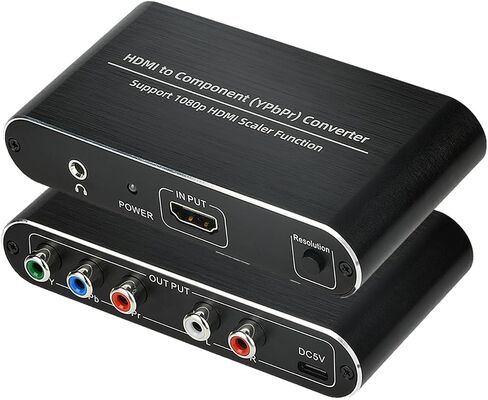 HDMI إلى محول المكون ، HDMI إلى محول محول الصوت إلى ypbpr 5RCA RGB مع وظيفة Scaler حتى 1080p@60Hz يدعم محول محول صوت الفيديو لعصا التلفزيون ، DVD ، PS3 ، PS4 إلخ in Kuwait