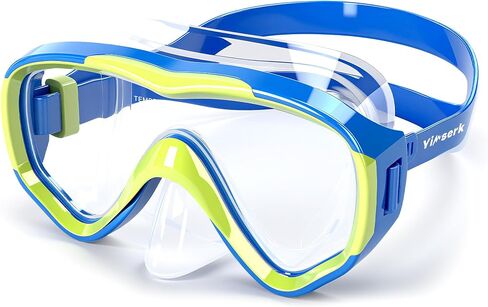 Kids Swim Goggles with Nose Cover, Anti-Fog Tempered Glass Diving Mask for Kids 6-14, Swimming Goggles for Kids in Kuwait