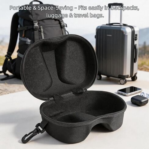 Portable Dive Mask Case, 1PC Snorkel Mask Storage Box with Hook, EVA Material Lightweight Protective Container for Swimming Goggles & Diving Mask(Black) in Kuwait