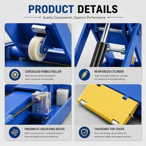 6600 lbs Portable Car Lift, Hydraulic Mid-Rise Scissor Lift with Wheels for Home Garage, Auto Repair Shop & Vehicle Maintenance in Kuwait