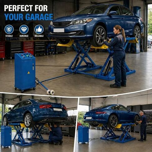 6600 lbs Portable Car Lift, Hydraulic Mid-Rise Scissor Lift with Wheels for Home Garage, Auto Repair Shop & Vehicle Maintenance in Kuwait