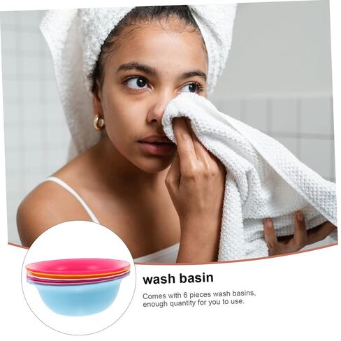 6pcs Plastic Wash Basin for Face Cleansing Use and Easy to Clean Bowls for Washing and Cleaning Tasks Random Colors in Kuwait