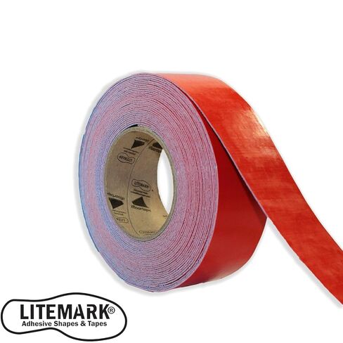 شريط تحديد الأرضية LiteMark Duramark EC700 للخرسانة والرصيف | شريط العلامات الصناعية للمستودعات | يدوم طويلاً | متانة عالية (أحمر)، 2 بوصة × 18 قدم in Kuwait