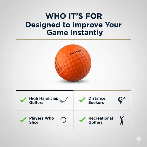 Maxfli StraightFli Golf Balls – Matte Orange, 36- Pack | Low Spin Distance Golf Balls for Straighter Shots | Soft Feel, Durable Ionomer Cover | for Beginners & Recreational Golfers in Kuwait