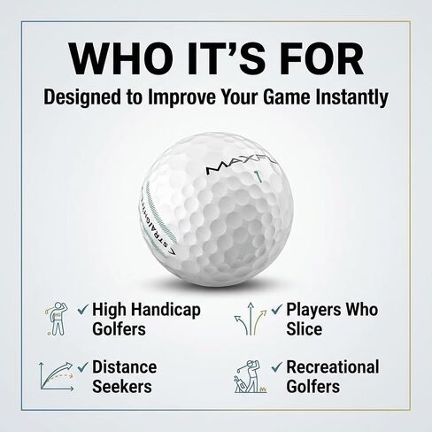 Maxfli StraightFli Golf Balls – Gloss White, 36- Pack | Low Spin Distance Golf Balls for Straighter Shots | Soft Feel, Durable Ionomer Cover | for Beginners & Recreational Golfers in Kuwait