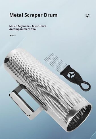 Stainless Steel Guiro 8" Percussion Instrument with Scraper, Professional Metal Shaker for Live Performance, Band Accompaniment (3" * 8") in Kuwait