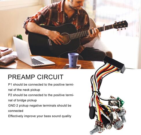 Electric Bass Preamp Circuit, Bass EQ Equalizer Bass Amplifier with Plastic Metal Shell for DIY Musicians and Luthiers in Kuwait