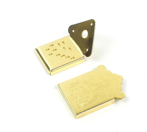Mandolin or Cigar Box Guitar Tailpiece With Cover,Ornate Pattern Gold plated in Kuwait