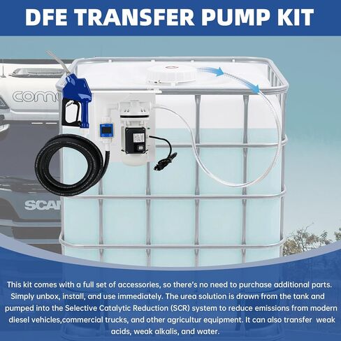 Upgraded AC 110V-120V DEF Transfer Pump Kit, High-Flow Self-Priming DEF Pump with US Plug, Compatible with Drums/Totes/Wall Mounts, Corrosion-Resistant, Includes All Premium Accessories in Kuwait