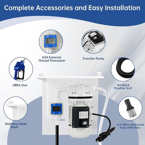 Upgraded AC 110V-120V DEF Transfer Pump Kit, High-Flow Self-Priming DEF Pump with US Plug, Compatible with Drums/Totes/Wall Mounts, Corrosion-Resistant, Includes All Premium Accessories in Kuwait