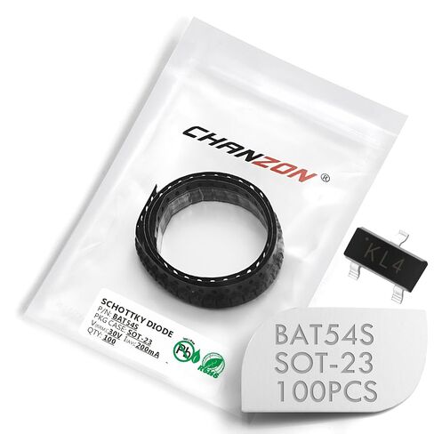 (عبوة من 100 قطعة) صمامات ثنائية مقوم حاجز شوتكي SMD من Chanzon BAT54S 200 مللي أمبير 30 فولت SOT-23 (SOT-23-3) 0.2 أمبير 30 فولت (وضع علامة KL4) in Kuwait