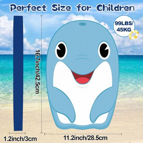 Dolphin Swim Kickboard Cute Cartoon Swimming Training Kick Board Fish Head Design High Buoyancy EVA Training Aid Float Pool Exercise Equipment Water Fun Tool for Kid Beginners Water Accessories Gift in Kuwait