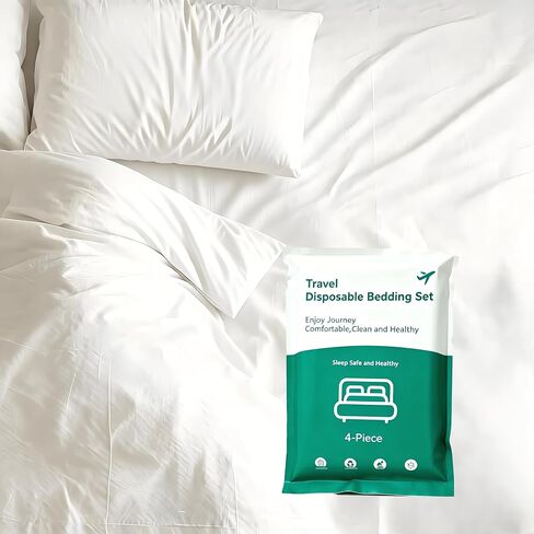 Wyoumila 2-Pack Disposable Bedding Set, Queen Size. Includes 2 Sheets, 2 Duvet Covers, 4 Pillowcases, 6 Compressed Towels & 2 Bath Towels. Vacuum Sealed for Hotels, rentals, Hospitals, Camping in Kuwait