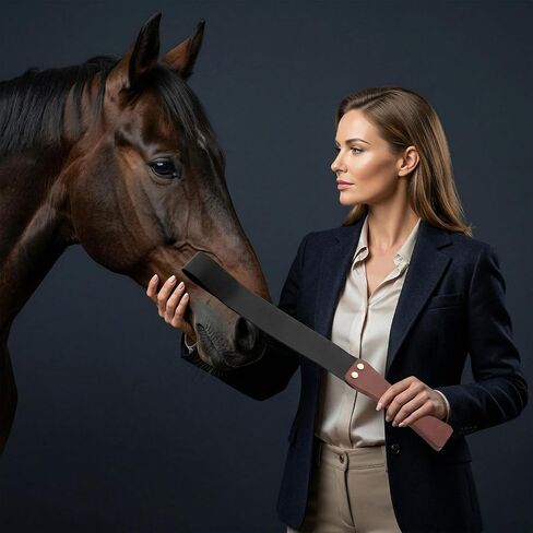 Riding Crop for Horses Anti-Slip Solid Wood Handle 19'' Equestrianism with Riveted Genuine Leather in Kuwait