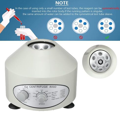 Electric Lab Laboratory Centrifuge Machine Lab Medical Practice w/Timer and Speed Control, Max Speed 4000 RPM Capacity 6 x 20ml, Silver, 9.65inch×9inch in Kuwait