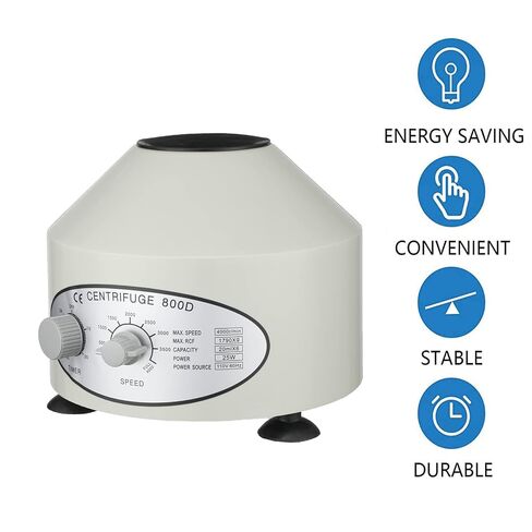 Electric Lab Laboratory Centrifuge Machine Lab Medical Practice w/Timer and Speed Control, Max Speed 4000 RPM Capacity 6 x 20ml, Silver, 9.65inch×9inch in Kuwait