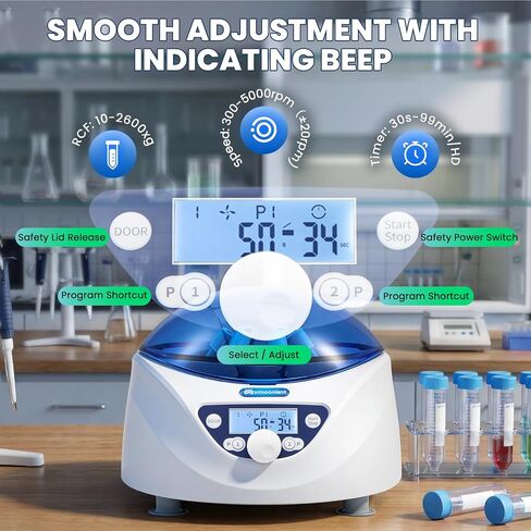 آلة الطرد المركزي Mxmoonant، أجهزة الطرد المركزي Lab PRP الفوقية 300-5000 دورة في الدقيقة الطرد المركزي الكهربائي مع شاشة LCD، دوار 6 × 15 مل لأنابيب 15/10/7/5/2/1.5 مل in Kuwait