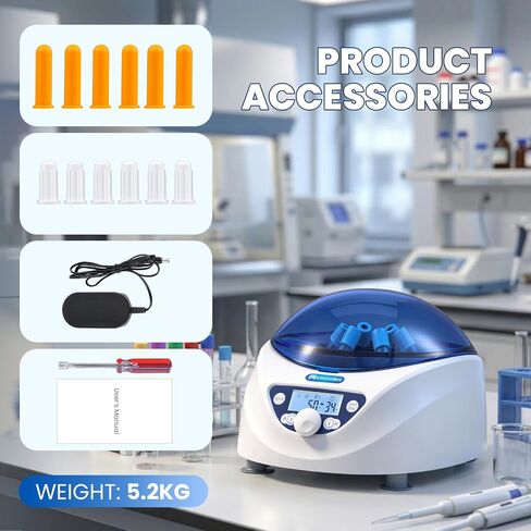 آلة الطرد المركزي Mxmoonant، أجهزة الطرد المركزي Lab PRP الفوقية 300-5000 دورة في الدقيقة الطرد المركزي الكهربائي مع شاشة LCD، دوار 6 × 15 مل لأنابيب 15/10/7/5/2/1.5 مل in Kuwait
