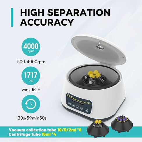 LAB FISH Digital PRP Benchtop Centrifuge Machine 2ml~5ml/10ml/15ml Lab Test Tubes 500-4000RPM Max1717xg in Kuwait
