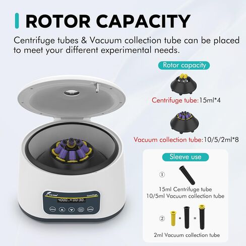 LAB FISH Digital PRP Benchtop Centrifuge Machine 2ml~5ml/10ml/15ml Lab Test Tubes 500-4000RPM Max1717xg in Kuwait
