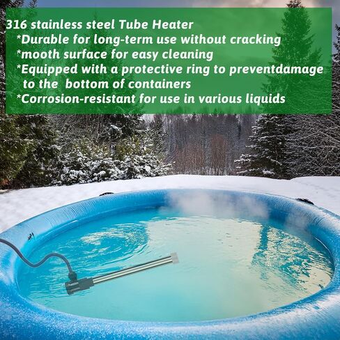 1500W Fully Submersible Water Heater of Inflatable Pool & Bathtub – Portable Immersion Electric Heater with WiFi Timer & Temp Control for Above Ground Pool, Tub, Baptistry&Bucket etc in Kuwait