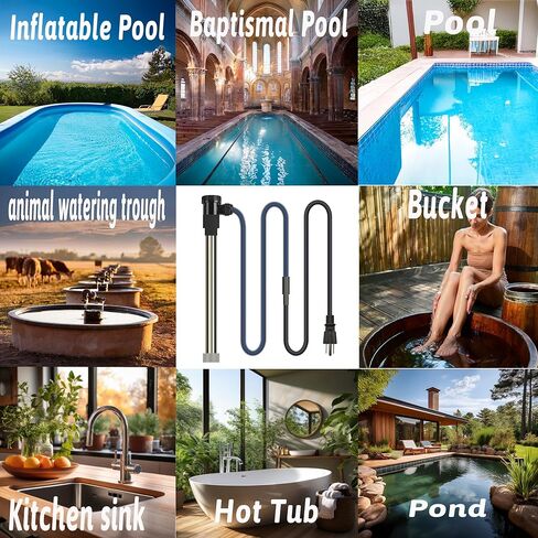 3500W 240V Fully Submersible Electric Water Heater of Baptismal Pool & Above Ground Pool – Portable Immersion Heater with Temp Control & WiFi Timer for Bathtub, Bucket, Spa, Inflatable Pool & Tub etc in Kuwait