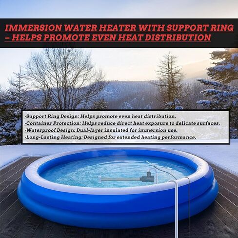 Immersion Water Heater 2000W Portable Bathtub & Pool Submersible Electric Water Heater with GFCI Leakage Protection & Temp Control forAbove-Ground Pool,Hot Tub, Baptistry & Inflatable Pool in Kuwait
