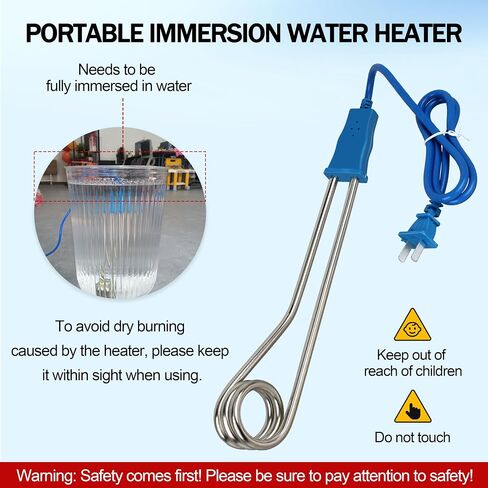 2-Pack Immersion Water Heater, 1500W 110V Portable Submersible Electric Heater for Bathtub, Inflatable Pool, Camping and Home Use, Blue in Kuwait