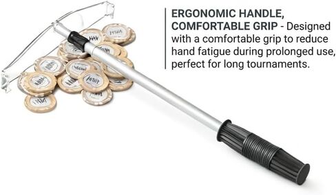 Deluxe Telescopic Poker Chip Rake - 27.5 Inch Extendable, Ergonomic Handle for Casino Games, Poker Parties, and Tournaments, Durable Metal-Plastic Construction in Kuwait