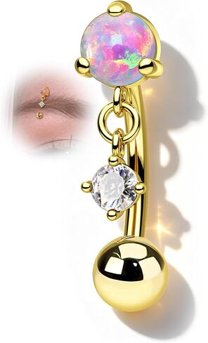 Vintage Rook Earrings Dangle 16G Pink Opal Eyebrow Rook Rings Stainless Steel Rook Eyeborw Piercing Jewelry in Saudi Arabia