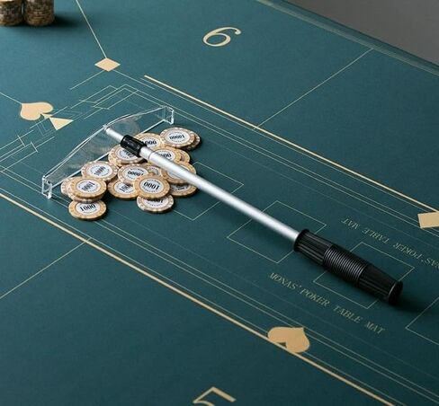 Deluxe Telescopic Poker Chip Rake - 27.5 Inch Extendable, Ergonomic Handle for Casino Games, Poker Parties, and Tournaments, Durable Metal-Plastic Construction in Kuwait