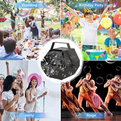 آلة فقاعات Fansteck - منفاخ فقاعات أوتوماتيكي للأطفال، صانع فقاعات معدنية محمولة فقاعات كبيرة، ألعاب فقاعات قابلة للتوصيل للحفلات وحفلات الزفاف والأماكن الداخلية والخارجية (أسود) in Kuwait