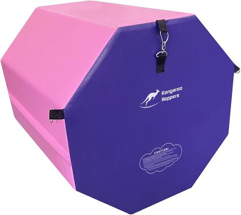 Kangaroo Hoppers Gymnastics Octagon Tumble Mat for Kids Ages 3-12, 2 Sizes High-Density EPE Foam Trainer, Backbend and Handspring Training Equipment for Home Gym, Portable with Carrying Handles in Saudi Arabia