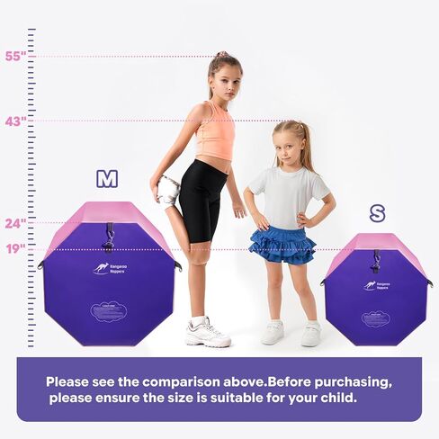 Kangaroo Hoppers Gymnastics Octagon Tumble Mat for Kids Ages 3-12, 2 Sizes High-Density EPE Foam Trainer, Backbend and Handspring Training Equipment for Home Gym, Portable with Carrying Handles in Saudi Arabia