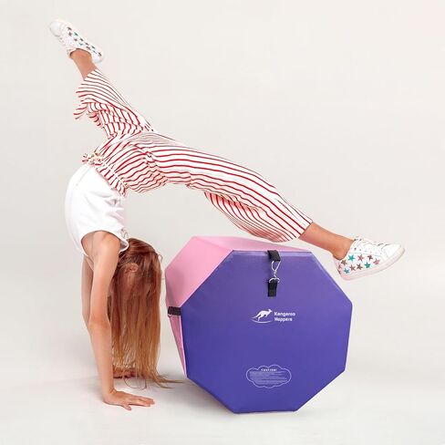 Kangaroo Hoppers Gymnastics Octagon Tumble Mat for Kids Ages 3-12, 2 Sizes High-Density EPE Foam Trainer, Backbend and Handspring Training Equipment for Home Gym, Portable with Carrying Handles in Saudi Arabia
