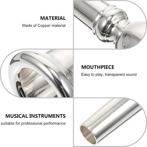 Zerodeko 1pc Silver Euphonium Mouthpiece Replacement for Beginners and Professionals Wear-resistant Euphonium Accessory Compatible in Kuwait