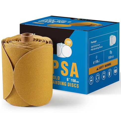 S SATC 100 قطعة من أقراص الصنفرة PSA مقاس 6 بوصات من ورق الصنفرة المدعم باللاصق 80 حبيبة ملحقة للحفر ذاتيًا من أكسيد الألومنيوم وورق الصنفرة الدائري للسيارات مع ظهر لاصق in Saudi Arabia