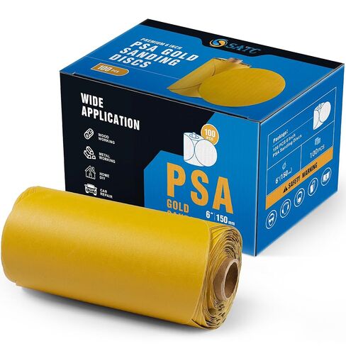 S SATC 100 قطعة من أقراص الصنفرة PSA مقاس 6 بوصات من ورق الصنفرة المدعم باللاصق 80 حبيبة ملحقة للحفر ذاتيًا من أكسيد الألومنيوم وورق الصنفرة الدائري للسيارات مع ظهر لاصق in Saudi Arabia