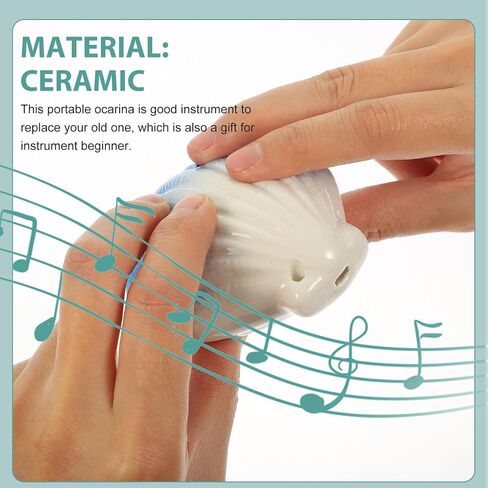 Ceramic 6-Hole Ocarina Shell Design Blue Cartoon Wind Instrument Portable Beginner and Professional Ocarina for Music Practice in Kuwait