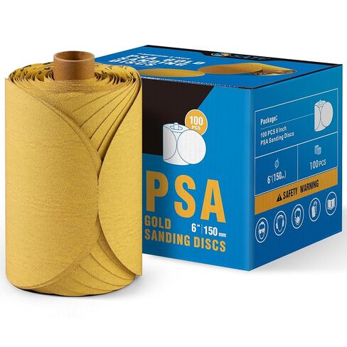 S SATC 100 قطعة من أقراص الصنفرة PSA مقاس 6 بوصات من ورق الصنفرة المدعم باللاصق 80 حبيبة ملحقة للحفر ذاتيًا من أكسيد الألومنيوم وورق الصنفرة الدائري للسيارات مع ظهر لاصق in Saudi Arabia