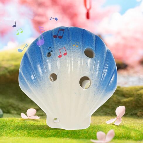 Ceramic 6-Hole Ocarina Shell Design Blue Cartoon Wind Instrument Portable Beginner and Professional Ocarina for Music Practice in Kuwait