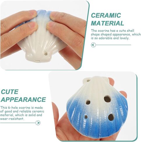 Ceramic 6-Hole Ocarina Shell Design Blue Cartoon Wind Instrument Portable Beginner and Professional Ocarina for Music Practice in Kuwait