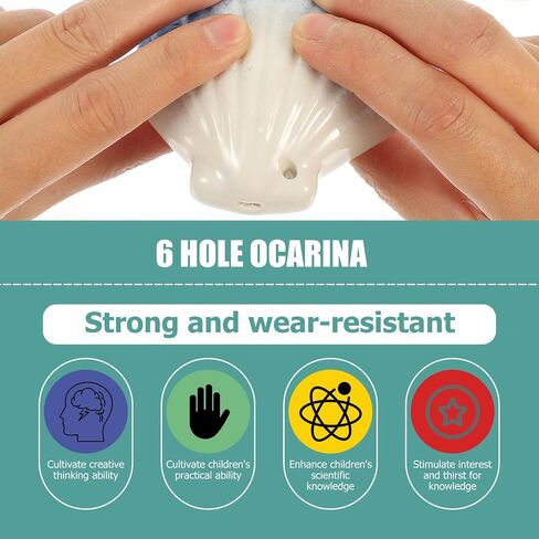 Ceramic 6-Hole Ocarina Shell Design Blue Cartoon Wind Instrument Portable Beginner and Professional Ocarina for Music Practice in Kuwait