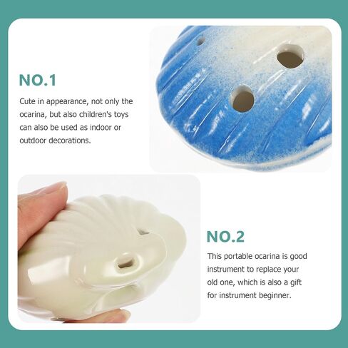 Ceramic 6-Hole Ocarina Shell Design Blue Cartoon Wind Instrument Portable Beginner and Professional Ocarina for Music Practice in Kuwait