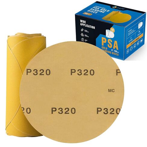 S SATC 100 قطعة من أقراص الصنفرة PSA مقاس 6 بوصات من ورق الصنفرة المدعم باللاصق 80 حبيبة ملحقة للحفر ذاتيًا من أكسيد الألومنيوم وورق الصنفرة الدائري للسيارات مع ظهر لاصق in Saudi Arabia