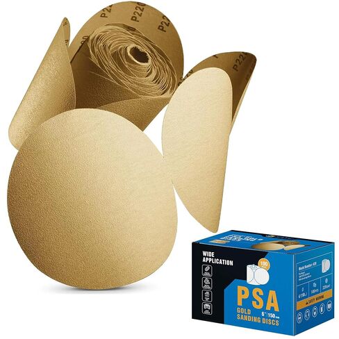 S SATC 100 قطعة من أقراص الصنفرة PSA مقاس 6 بوصات من ورق الصنفرة المدعم باللاصق 80 حبيبة ملحقة للحفر ذاتيًا من أكسيد الألومنيوم وورق الصنفرة الدائري للسيارات مع ظهر لاصق in Saudi Arabia